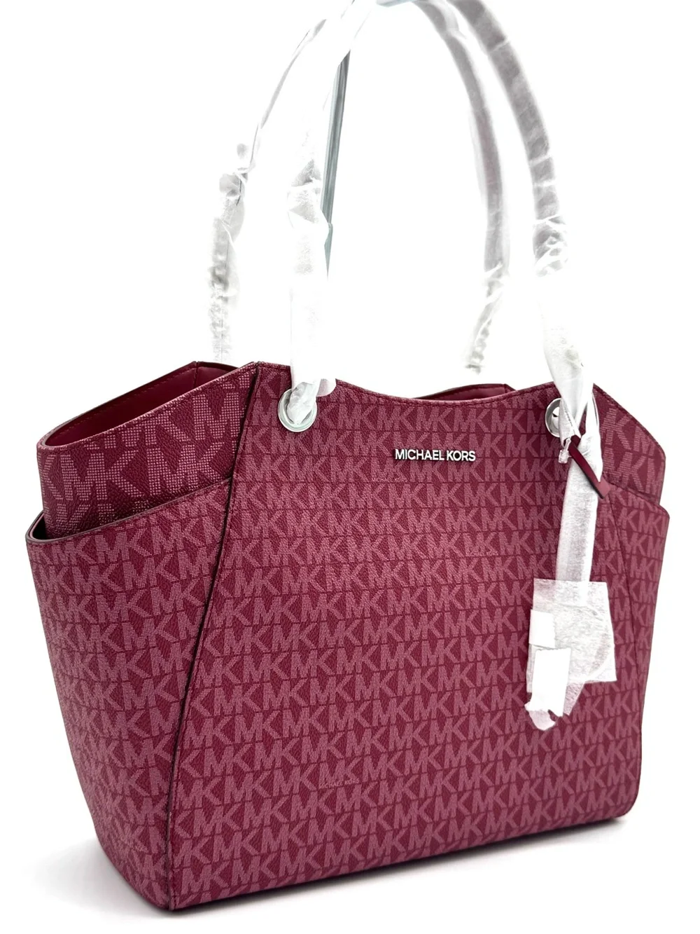 Michael Kors Jet Set Large Signature Logo Shoulder Bag - Maroon